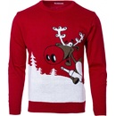 vánoční svetr se sobem Drunk Reindeer červený