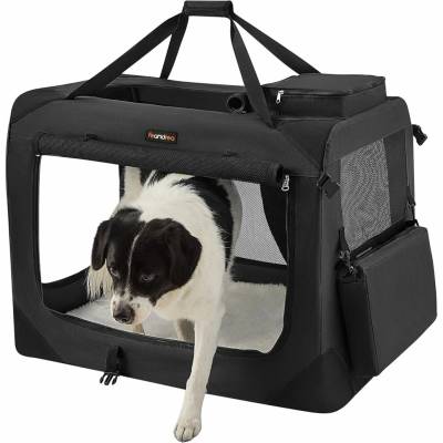 Songmics skládací přepravka pro psy a kočky 81 × 58 × 58 cm černá