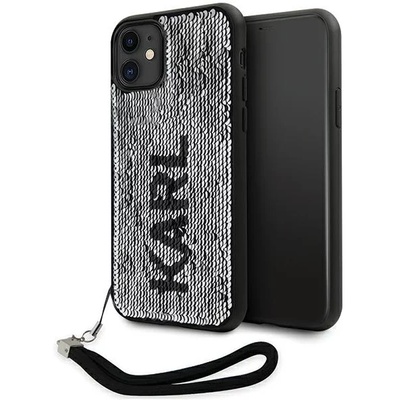 KARL LAGERFELD KLHCN61PSQRKS iPhone 11 / Xr 6, 1" сребърен твърд калъф Sequins Cord (KLHCN61PSQRKS)