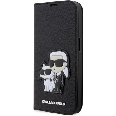 Púzdro Karl Lagerfeld PU Saffiano Karl a Choupette NFT Book iPhone 13 Pro Max, čierne
