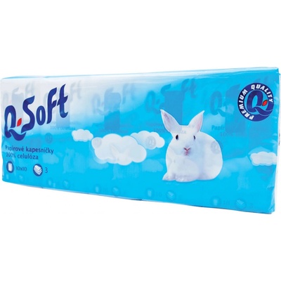 Q-Soft papierové vreckovky 3-vrstvové 10 x 10 ks