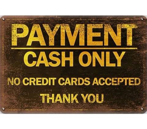 Ceduľa Payment Cash Only