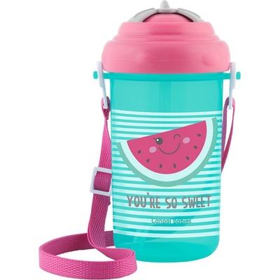Canpol Babies Cestovná športová so slamkou a viečkom Melón 400ml