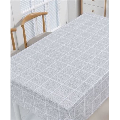 Obrus PVC 3581438, metráž, 20 m x 140 cm, kocky zeleno-biele s dekorom, IMPOL TRADE
