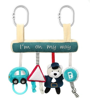 BabyOno závesná edukačná hračka na kočík I'm on my way modrá/béžová