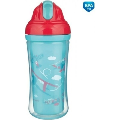 Canpol babies Fľaša na vodu s silikónovou trubicou, lietadlo, 260 ml modrá