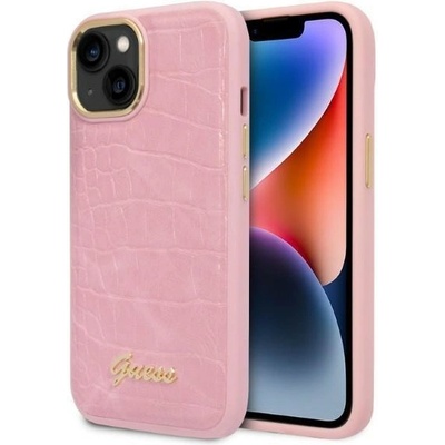 GUESS Кейс Guess GUHCP14MHGCRHP за iPhone 14 Plus 6.7", розов / розов, твърд, Croco Collection (3666339082932)