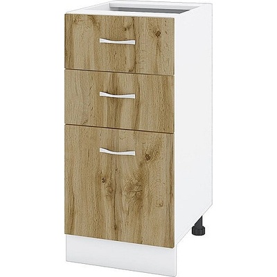 ИРИМ Долен шкаф с две чекмеджета и една врата Сити БДД-27 бяло гладко / дъб дакота 40 см