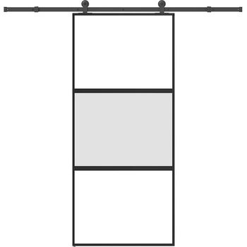 vidaXL Плъзгаща се врата с обков 90x205 см Закалено стъкло&Алуминий (3332951)