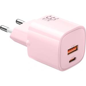 Xmart Бързо Зарядно устройство Xmart Nano Series 1 x Type-C и 1 x USB, GaN, 33W, Бледорозово (21140)