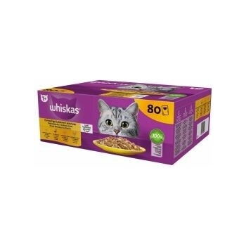 Whiskas Adult hydinový výber s kuracím morčacím hydinovým kačacím mäsom v želé 80 x 85 g