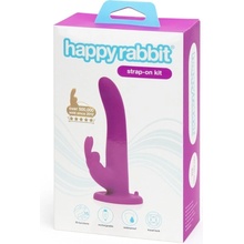 Happyrabbit Strap-On vibračný pásik so zajačikom fialový