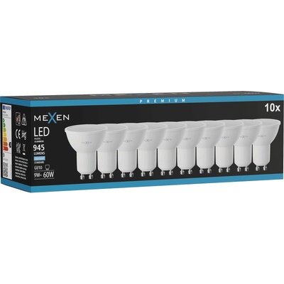 Mexen Nova 10x LED крушка GU10, 9W, Студена - 6500K, 945 lm - L108-GU10-0965-01x10 (L108-GU10-0965-01x10)