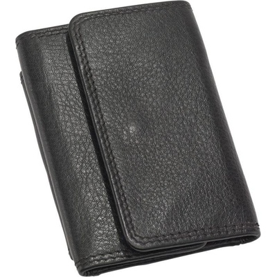 malá kožená peňaženka s vreckom na mince čierna