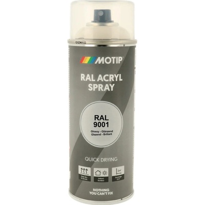 Motip akrylová rýchloschnúca farba RAL 9001 400 ml krémovo biela lesklá