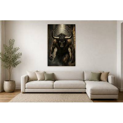 Obraz na plátně – Rohatá bytost v temném koridoru 90 × 135 cm