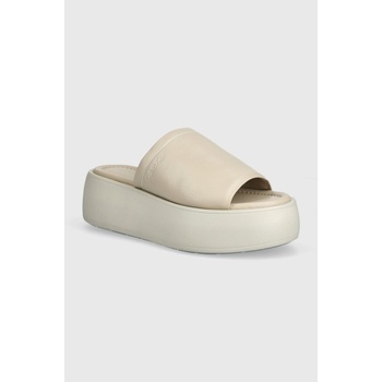 Calvin Klein Кожени чехли Calvin Klein FLATFORM SLIDE LTH в бежово с платформа HW0HW01943 (HW0HW01943)