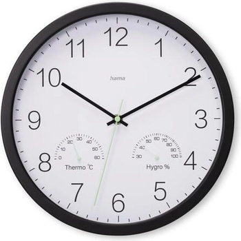 Hama Стенен часовник Santorini, без тиктакане, Термо/хигрометър, Ø 30см, бял (HAMA-185885)