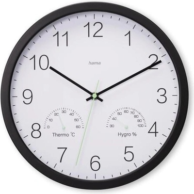 Hama Стенен часовник Santorini, без тиктакане, Термо/хигрометър, Ø 30см, бял (HAMA-185885)
