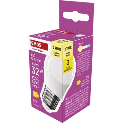 EMOS LED CLS MINI GLOBE 2,5 W 32 W 350lm E27 WW