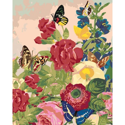 zuty Malování Podle Čísel Motýli A Pestré Květiny 80 x 100 Cm Plátno