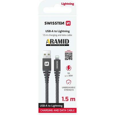 Swissten 71543010 Aramid USB / Lightning 1,5m antracit