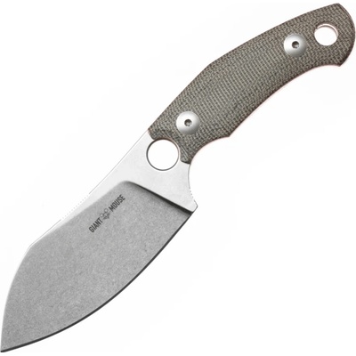 Giant Mouse GMF1-XL Green Canvas Micarta / N690 Stonewwashed Blade / Burgundy Leather Sheath