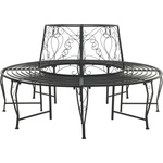 vidaXL Дървесен бенч 8 -местен Ø 160 x 89 см steel Черно Кръгла (42029531)