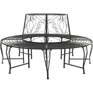 vidaXL Дървесен бенч 8 -местен Ø 160 x 89 см steel Черно Кръгла (42029531)