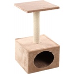 FLAMINGO Sassière Beige Ecru, катерушка и драскалка за коте, с къщичка, бежова, 30х30х55 см, Белгия - 1031262