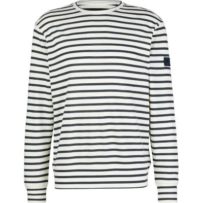 super. natural Мъжки вълнен пуловер Super. natural Solution Stripe Bio Crew Merino jumper - Fresh White / Navy Stripe - размер 48/50 (005-5114-0112)