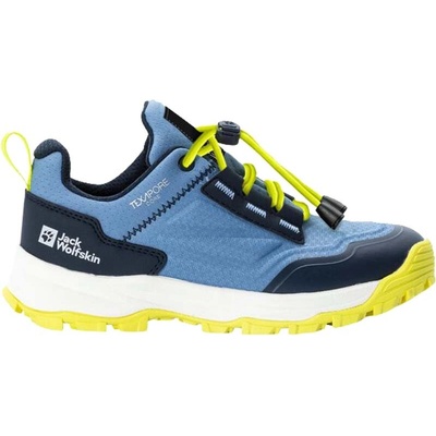 Jack Wolfskin detská turistická obuv CYROX TEXAPORE LOW K modrá tmavo modrá žltá,biela