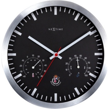 NeXtime Часовник с термометър и хигрометър Weather Station Clock черно-сребрист (90514ZW)
