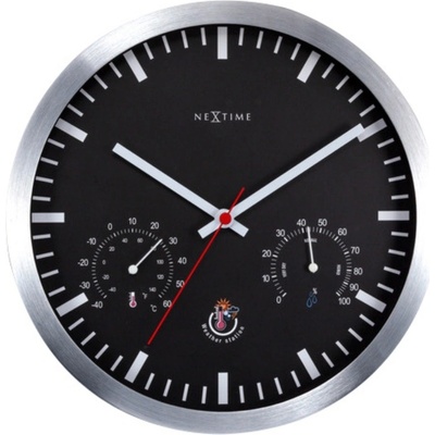 NeXtime Часовник с термометър и хигрометър Weather Station Clock черно-сребрист (90514ZW)