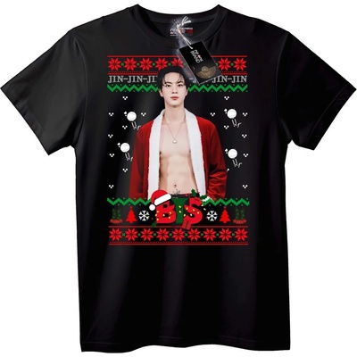 NOONEBRAND Тениска BTS Джин Коледна - 4XL, Black