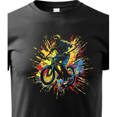 Dětské tričko Barevný cyklista Černá Canvas Dětské tričko Bezvatriko.cz 2699