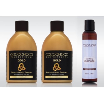 Cocochoco Gold Brazilský keratin 500 ml + čistící šampon 150 ml dárková sada