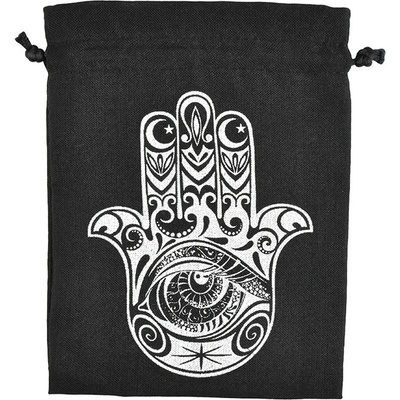 Dárkový stahovací pytlíček Hamsa - černý - 11 x 14 cm