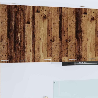 vidaXL Висящ шкаф с врата Стара дървесина и бяло 50 x 31 x 80 см (884272)