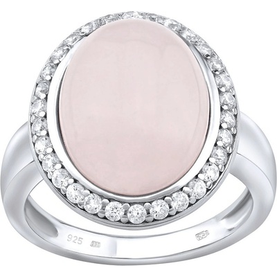 SILVEGO stříbrný prsten s přírodním Růženínem JST14941