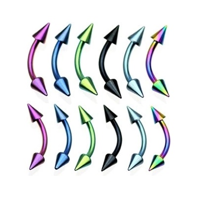 Šperky eshop piercing do obočí anodizovaný titan s hroty C13.5 světlá zelená G