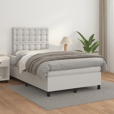 vidaXL Box spring postel s matrací 3142833 umělá kůže bílá