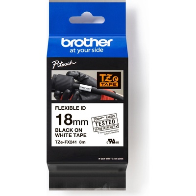 BROTHER Páska TZ-FX241 bílá/černá PLBRTZFX241G 18 mm