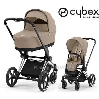 Cybex Priam Chrome Black 2v1 + korba Cozy Beige 2025