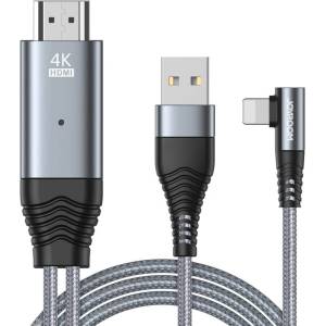 JOYROOM Кабел за свързване и зареждане от Lightning към HDMI за мобилни устройства с Lightning порт - Joyroom Lightning to HDMI Cable and Charging Function 4K (сив) (SY-35L1)