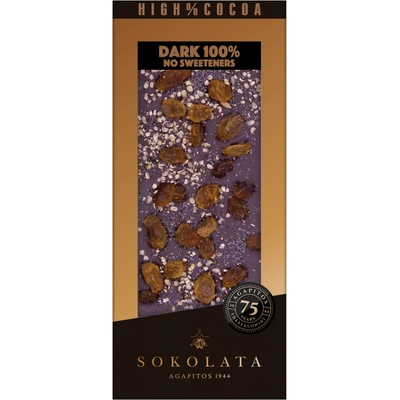 SOKOLATA AGAPITOS 100% hořká s rozinkami, mákem a konopnými semínky 100 g