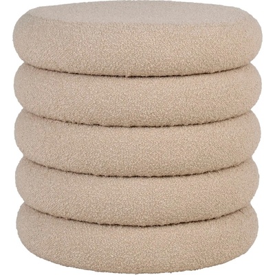 Nordic Living Béžový bouclé taburet Brook 44 cm