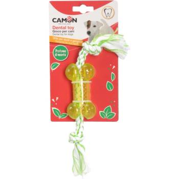 Camon dog toy - Забавна играчка за кучета - TPR кокалче с въже, ароматизирана с мента 24 см