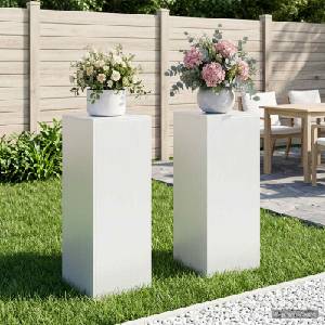 vidaXL Стойка за растения 2 pcs Бяло 40 x 40 x 100 cm Стомана (8012561)