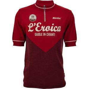 Santini Фланелка с къс ръкав за колоездене Santini Eroica 29° Gaiole Cycling jersey - Bordeaux (056-4377-0111)